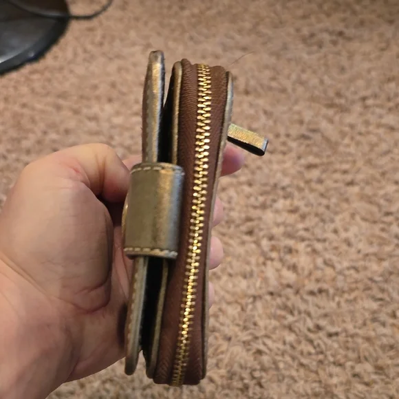 Coach Brown Signature Wallet with Gold Accents - Picture 11 of 12